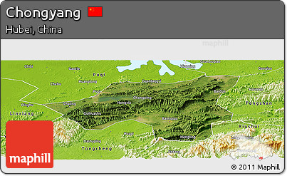 Satellite Panoramic Map of Chongyang, physical outside