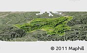 Satellite Panoramic Map of Chongyang, semi-desaturated