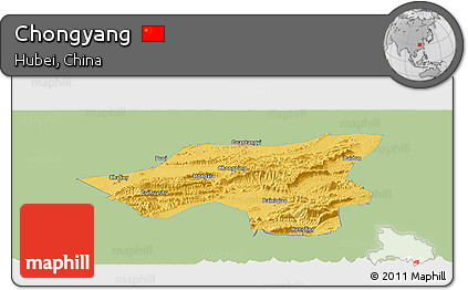 Savanna Style Panoramic Map of Chongyang, single color outside