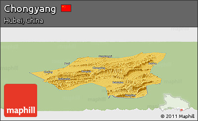 Savanna Style Panoramic Map of Chongyang, single color outside