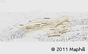 Shaded Relief Panoramic Map of Chongyang, lighten, desaturated