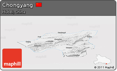Silver Style Panoramic Map of Chongyang, single color outside