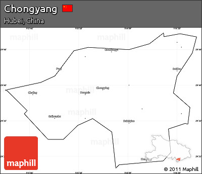 Blank Simple Map of Chongyang, cropped outside