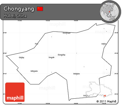 Blank Simple Map of Chongyang, cropped outside