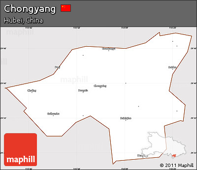 Classic Style Simple Map of Chongyang, cropped outside