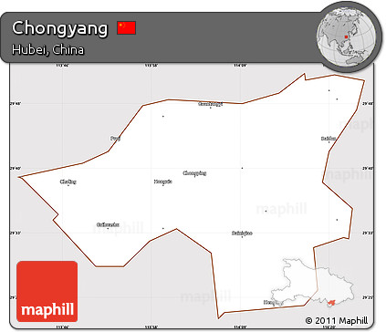 Classic Style Simple Map of Chongyang, cropped outside