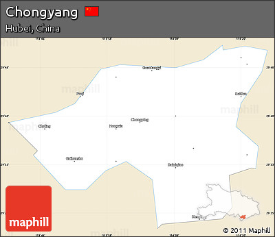 Classic Style Simple Map of Chongyang, single color outside