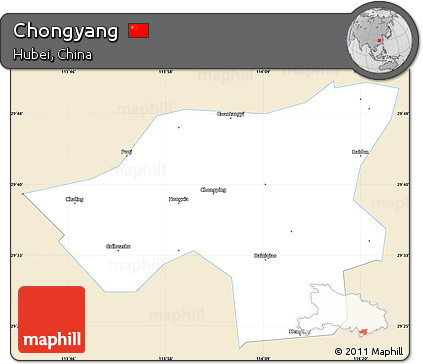 Classic Style Simple Map of Chongyang, single color outside