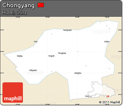 Classic Style Simple Map of Chongyang, single color outside