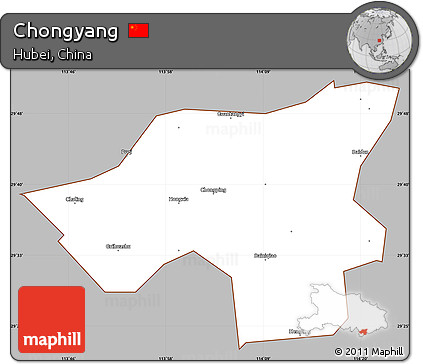 Gray Simple Map of Chongyang, cropped outside