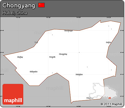 Gray Simple Map of Chongyang, cropped outside
