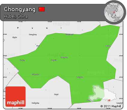 Political Simple Map of Chongyang, single color outside, borders and labels