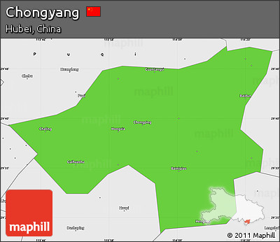 Political Simple Map of Chongyang, single color outside, borders and labels
