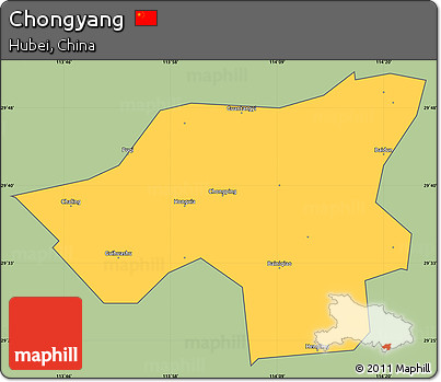 Savanna Style Simple Map of Chongyang, cropped outside