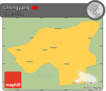 Savanna Style Simple Map of Chongyang, single color outside