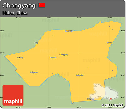 Savanna Style Simple Map of Chongyang, single color outside