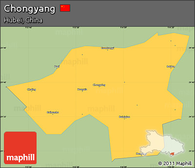 Savanna Style Simple Map of Chongyang, single color outside