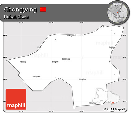 Silver Style Simple Map of Chongyang, cropped outside