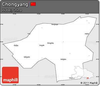 Silver Style Simple Map of Chongyang, cropped outside
