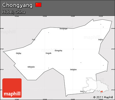 Silver Style Simple Map of Chongyang, cropped outside