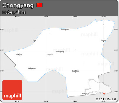 Silver Style Simple Map of Chongyang, single color outside