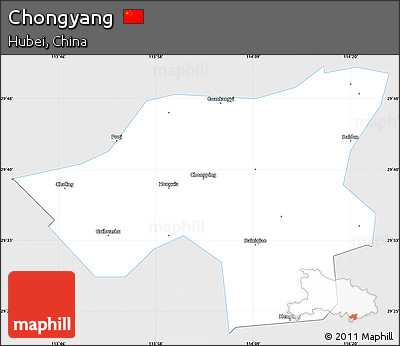 Silver Style Simple Map of Chongyang, single color outside