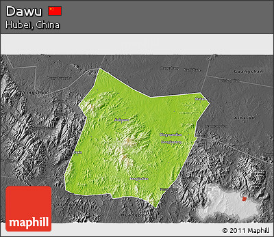 Physical 3D Map of Dawu, darken, desaturated