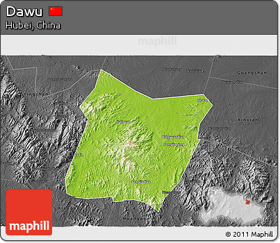 Physical 3D Map of Dawu, darken, desaturated