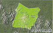 Physical 3D Map of Dawu, darken, semi-desaturated