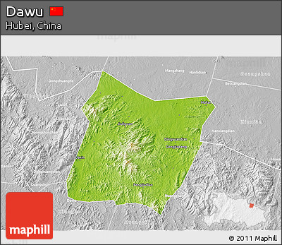 Physical 3D Map of Dawu, lighten, desaturated