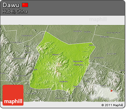 Physical 3D Map of Dawu, semi-desaturated