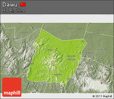 Physical 3D Map of Dawu, semi-desaturated