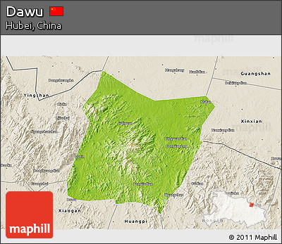 Physical 3D Map of Dawu, shaded relief outside