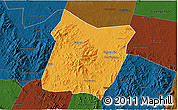Political 3D Map of Dawu, darken