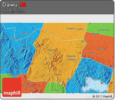 Political 3D Map of Dawu