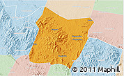 Political 3D Map of Dawu, lighten