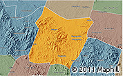 Political 3D Map of Dawu, semi-desaturated