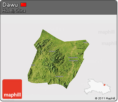 Satellite 3D Map of Dawu, cropped outside