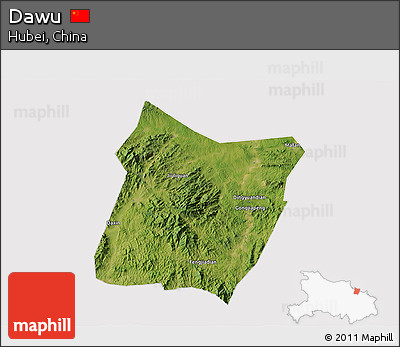 Satellite 3D Map of Dawu, cropped outside