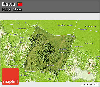Satellite 3D Map of Dawu, physical outside