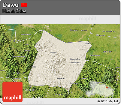 Shaded Relief 3D Map of Dawu, satellite outside