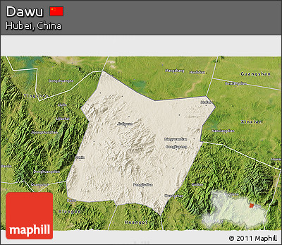 Shaded Relief 3D Map of Dawu, satellite outside