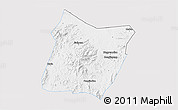 Silver Style 3D Map of Dawu, single color outside