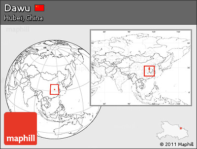 Blank Location Map of Dawu, within the entire country