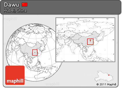 Blank Location Map of Dawu, highlighted country, within the entire country