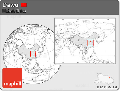 Blank Location Map of Dawu, highlighted country, within the entire country