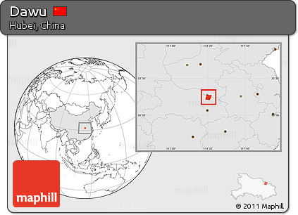 Blank Location Map of Dawu, highlighted country