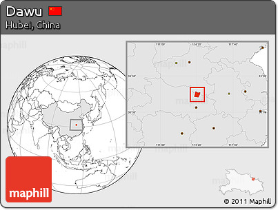 Blank Location Map of Dawu, highlighted country