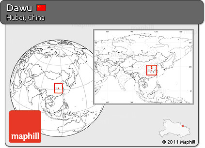 Blank Location Map of Dawu, highlighted parent region, within the entire country