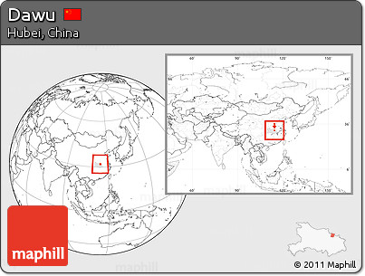Blank Location Map of Dawu, highlighted parent region, within the entire country